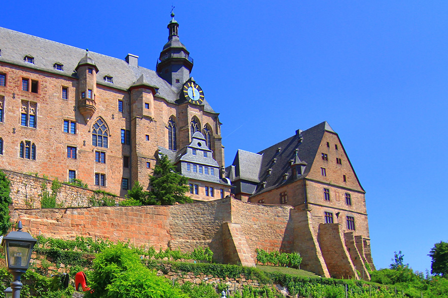 Sicht vom Bückingsgarten auf das Marburger Landgrafenschloss